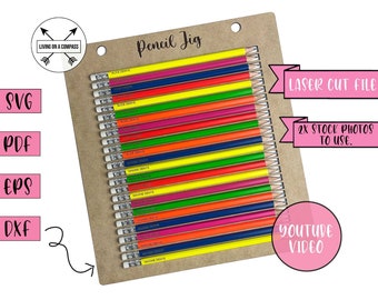 File di riferimento per matite a 24 slot pronto per il laser (svg eps dxf pdf)