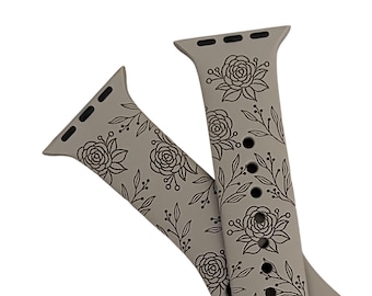 Correa de reloj floral compatible con Apple Watch Series 1-9, 38 mm, 40 mm, 41 mm, 42 mm, 44 mm, 45 mm, 49 mm, SE, SE2, Ultra, Ultra 2