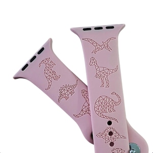 Bracelet Apple Watch Dinosaure, Géométrique, Reptiles, Brachiosaure, Triceratops, Compatible Avec Les Séries 1-9, SE, SE2, Ultra 38 mm à 49 mm