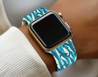 Valhajar, Sea Life-klockarmband kompatibelt med Apple Watch-serie 1-9, 38 mm, 40 mm, 41 mm, 42 mm, 44 mm, 45 mm, 49 mm, SE, SE2, Ultra, Ultra 2
