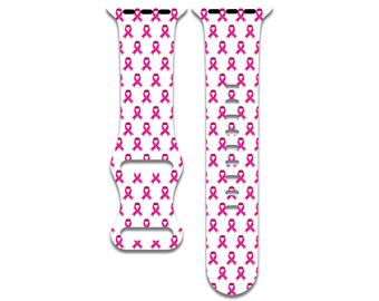 Ribbon, Pink, Vibrant, Breast Cancer Awareness Apple Watch Band for Women and Men, Compatible with Series 1-9, SE, SE2, Ultra – 38mm to 49mm