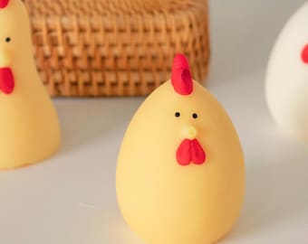 Enfeite de vela de soja com galinha animal / Decoração de fazenda de galinhas fofas / Presentes para amantes de fazendas Cottagecore