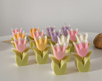 Pastel Tulip Flower Candle / Flower Pastel Decor / Aesthetic Room Decor