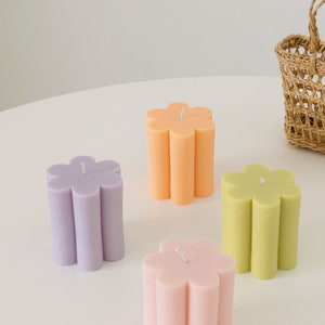 Flower Power Decorative Candle / Cute Room Decor / Pastel Decor / Flower Pillar Candle