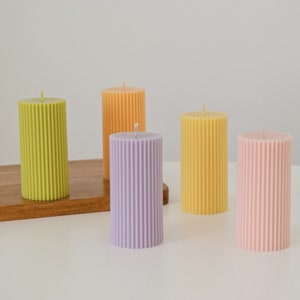 Pastel Ribbed Candles / Column ribbed candle / Table Candle / Trio Candle Set