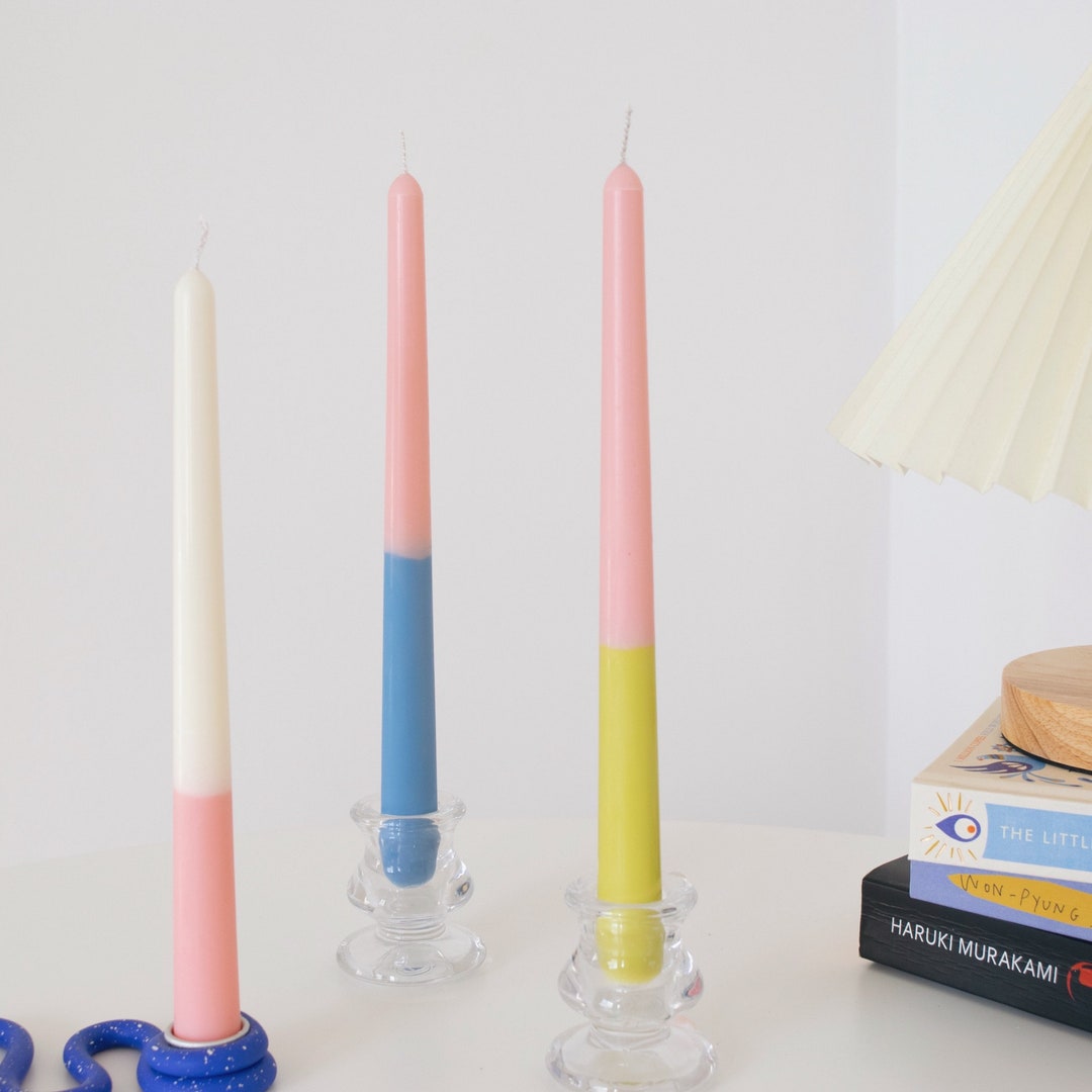 Pastel Candy Coloured Pillar Candles / Pastel Taper Candles / Green and