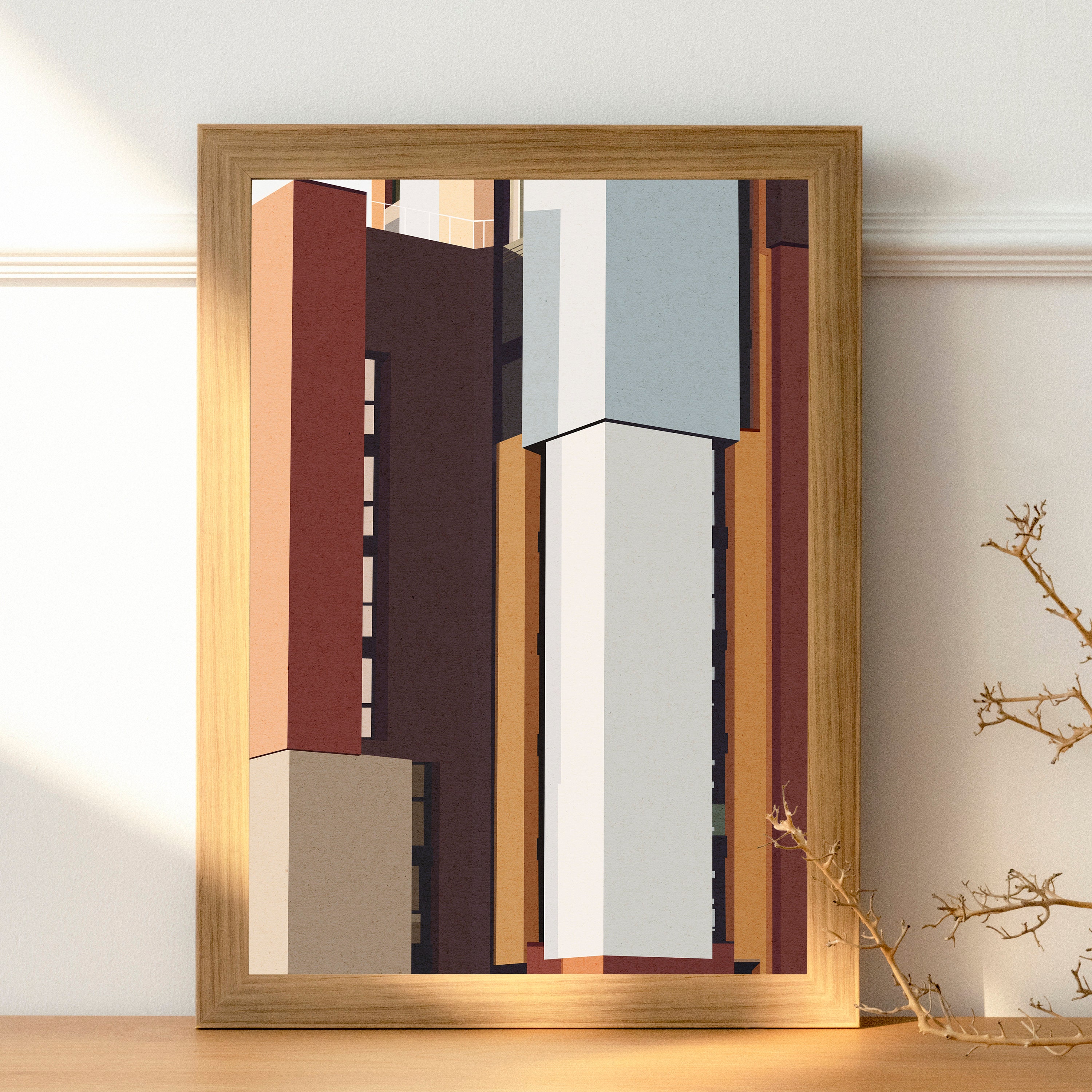 Skyscraper Printable Printable Architectural Print Digital Illustration ...
