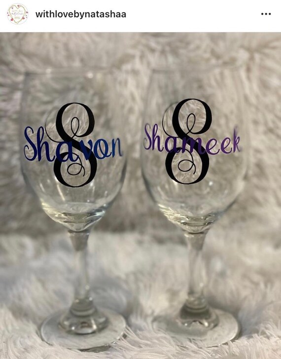 Personalized Monogram Wine Glass Etsy