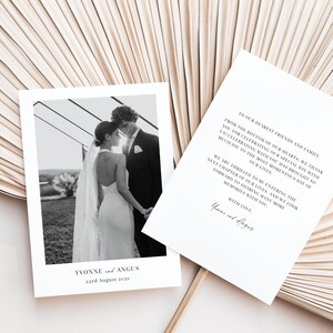 Plantilla de tarjeta de agradecimiento de boda, tarjeta de agradecimiento con foto editable, tarjeta de agradecimiento de boda moderna, tarjeta de agradecimiento de boda minimalista, #FLORENCE