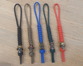 Paracord Lanyard with bead for knife, tools, Keys,  Fob lanyard EDC