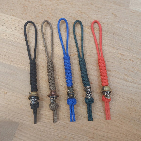 Paracord Lanyard with bead for knife, tools, Keys,  Fob lanyard EDC