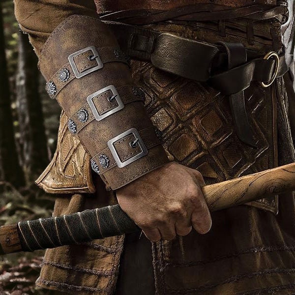 Brassards vikings, boutons en cuir noir, brassards médiévaux en cuir, costume de GN, accessoires de cosplay, vêtements fantastiques, chevalier, guerrier, celte