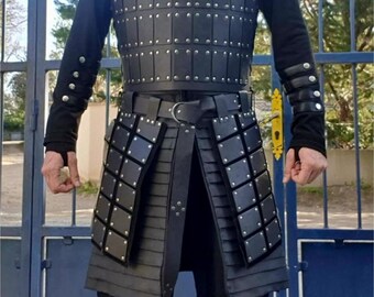 Viking Armor,Leather Skirt Armor,Medieval Leather Thigh Armors,Larp Costume,Cosplay Accessories,Fantasy Clothes