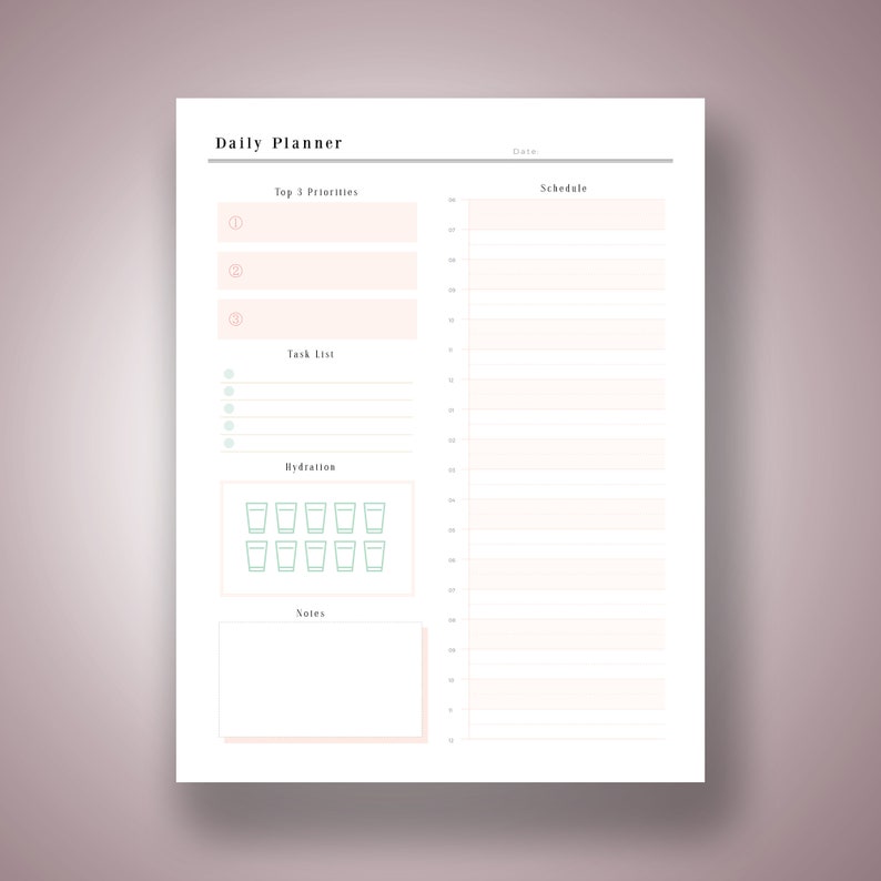 Daily planner task list printable planner daily organizer etsy