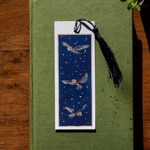 Owls at Midnight Watercolour Bookmark image 1