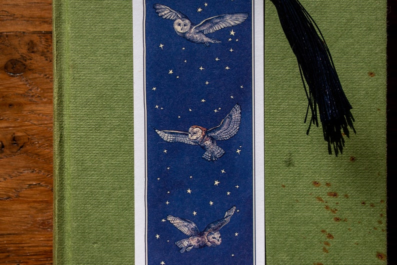 Owls at Midnight Watercolour Bookmark image 5