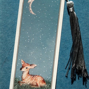 Deer in the Snow Watercolour Bookmark Silver