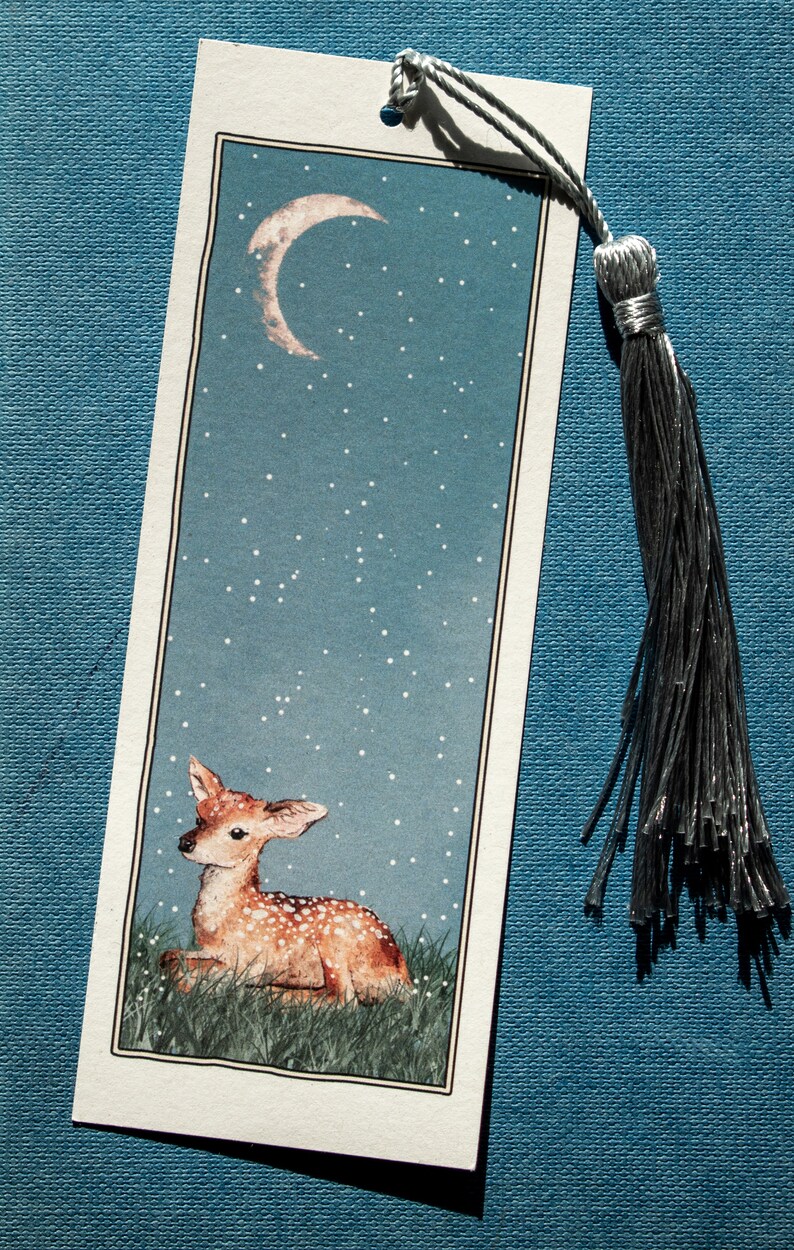 Deer in the Snow Watercolour Bookmark Silver