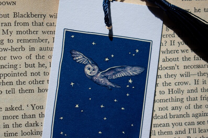 Owls at Midnight Watercolour Bookmark image 3