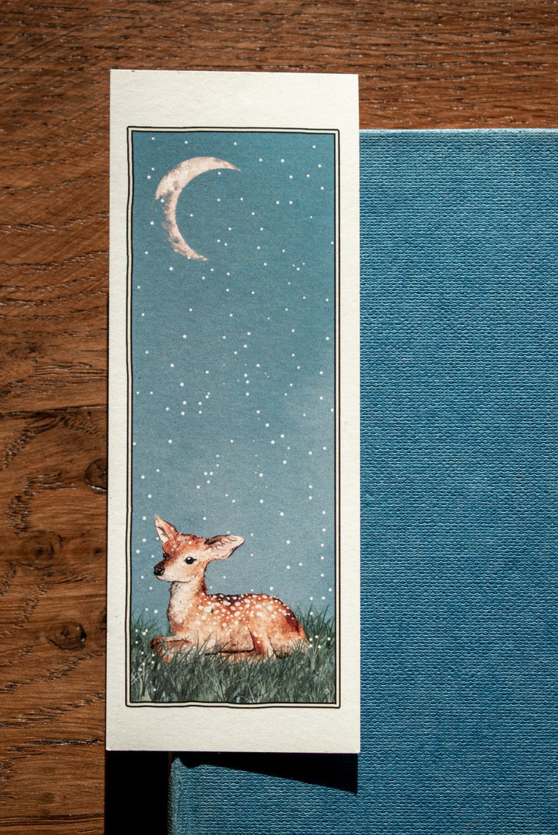 Deer in the Snow Watercolour Bookmark Without tassel