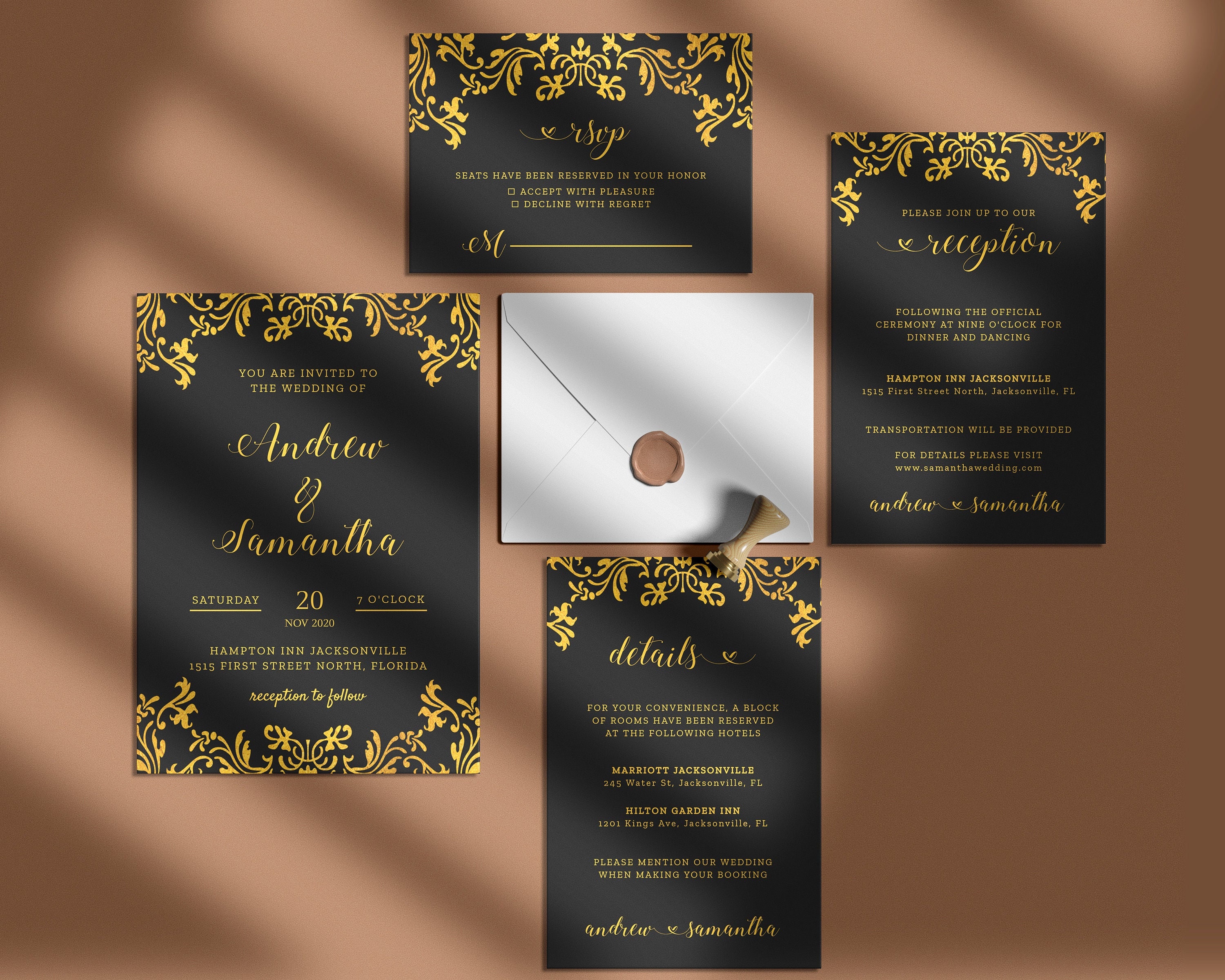 Elegant Gold Wedding Invitation Template Luxury Wedding