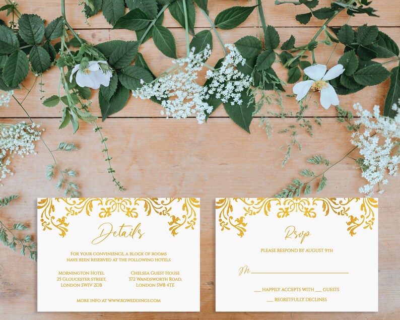 Gold Wedding Invitation Template, Elegant Minimalist Wedding Invite