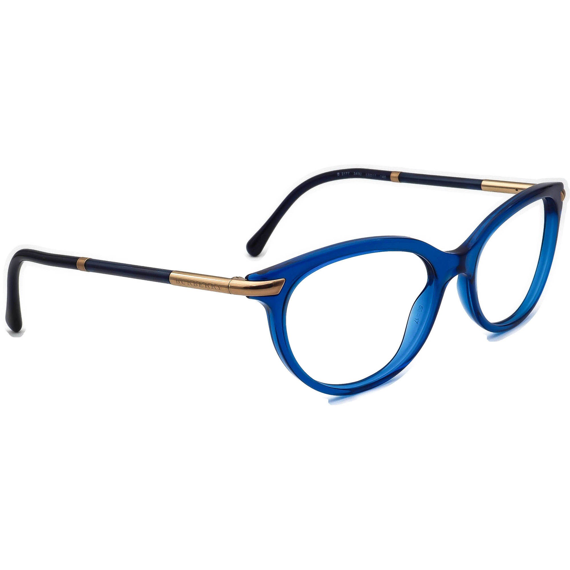 Burberry Eyeglasses B 2177 3492 Transparent Blue Cat Eye Frame