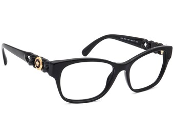 Versace Women's Eyeglasses MOD. 3306 GB1 Polished Black Semi Butterfly Frame Italy 54[]17 140