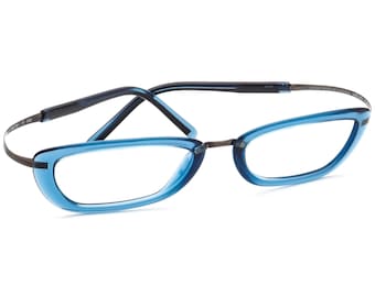 Silhouette Women's Eyeglasses SPX M 1970 /50 6053 Transparent Blue/Gunmetal Semi Cat Eye Frame Austria 48[]18 140