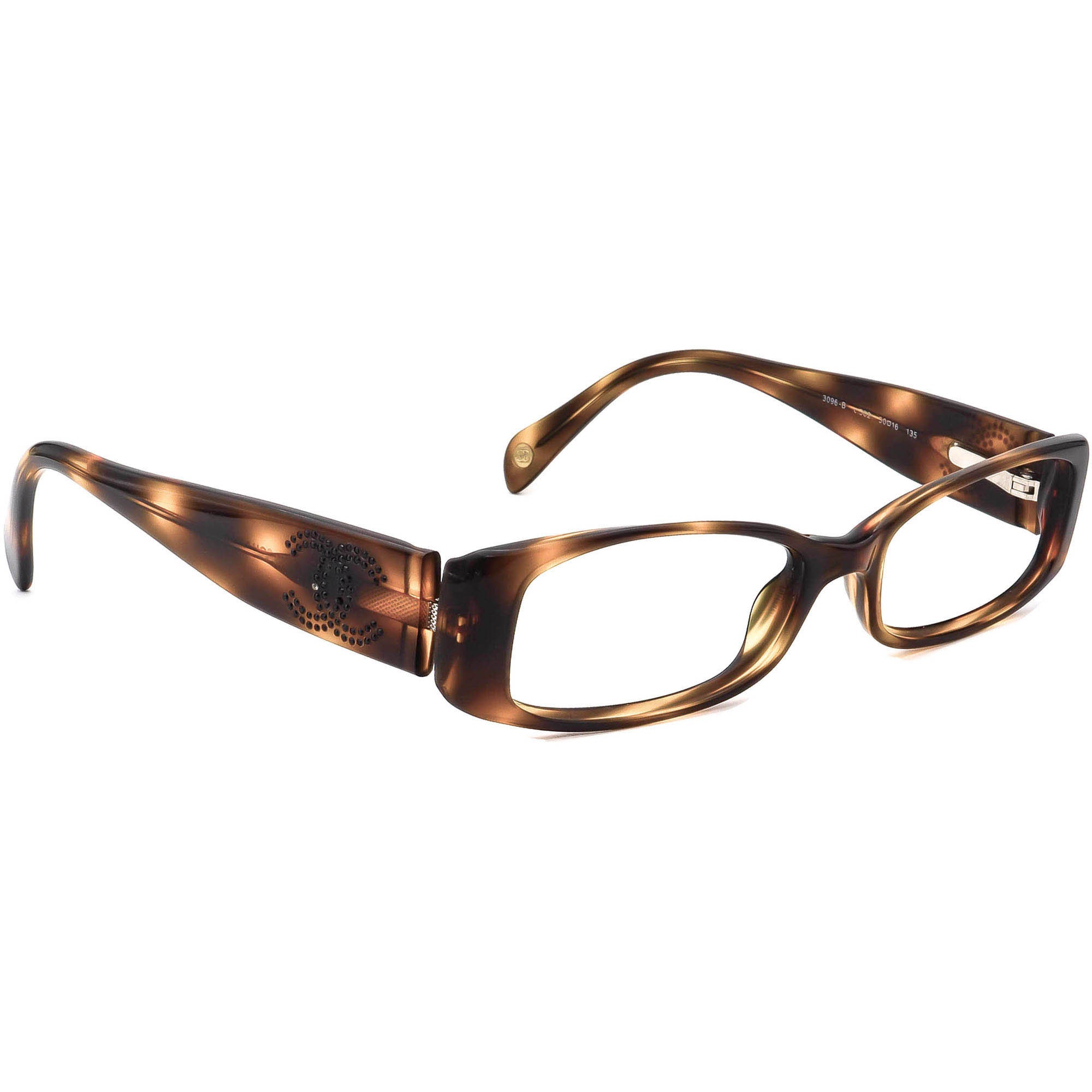 Chanel Women’s Eyeglasses 3096-B c502 Tortoise Rectangular Frame Italy  50-16 135