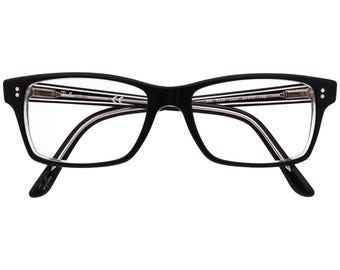 Ray Ban RB 5225 2034 Black on Transparent Rectangle Eyeglasses Frames 54-17-145 Ray Ban Eyeglasses, Frames Only, RB 5225 2034, 52-17-140  main image 3