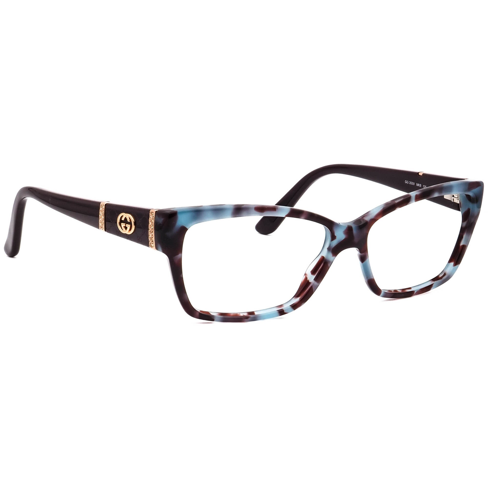Gucci Women s Eyeglasses GG 3559 MKB Blue Havana Semi Cat Eye Frame Italy 5314 135 Etsy