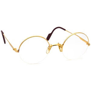 Cartier VintageEyeglasses Mayfair 22k Gold Plated Polished Gold Half Rim Metal Frame France 47[]20 130