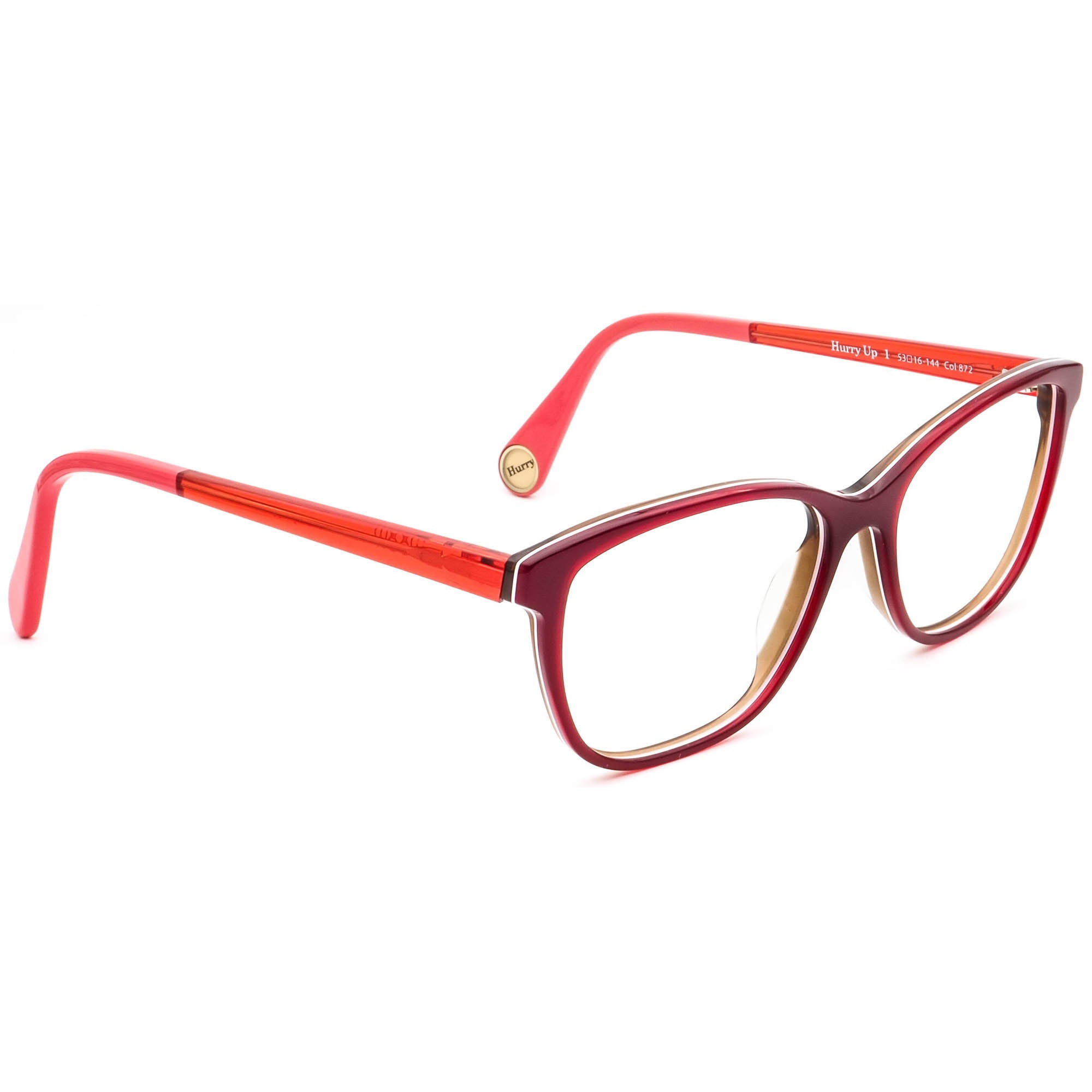Woow Eyeglasses Hurry Up 1 Col 872 Red B-Shape Frame Italy 53[]16 144 Handmade