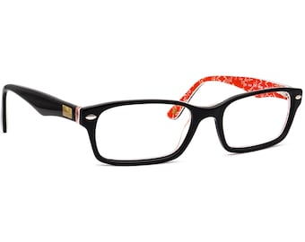 Gafas graduadas Ray-Ban RB 5206 2479, montura rectangular negra pulida sobre rojo, 54[]18 140