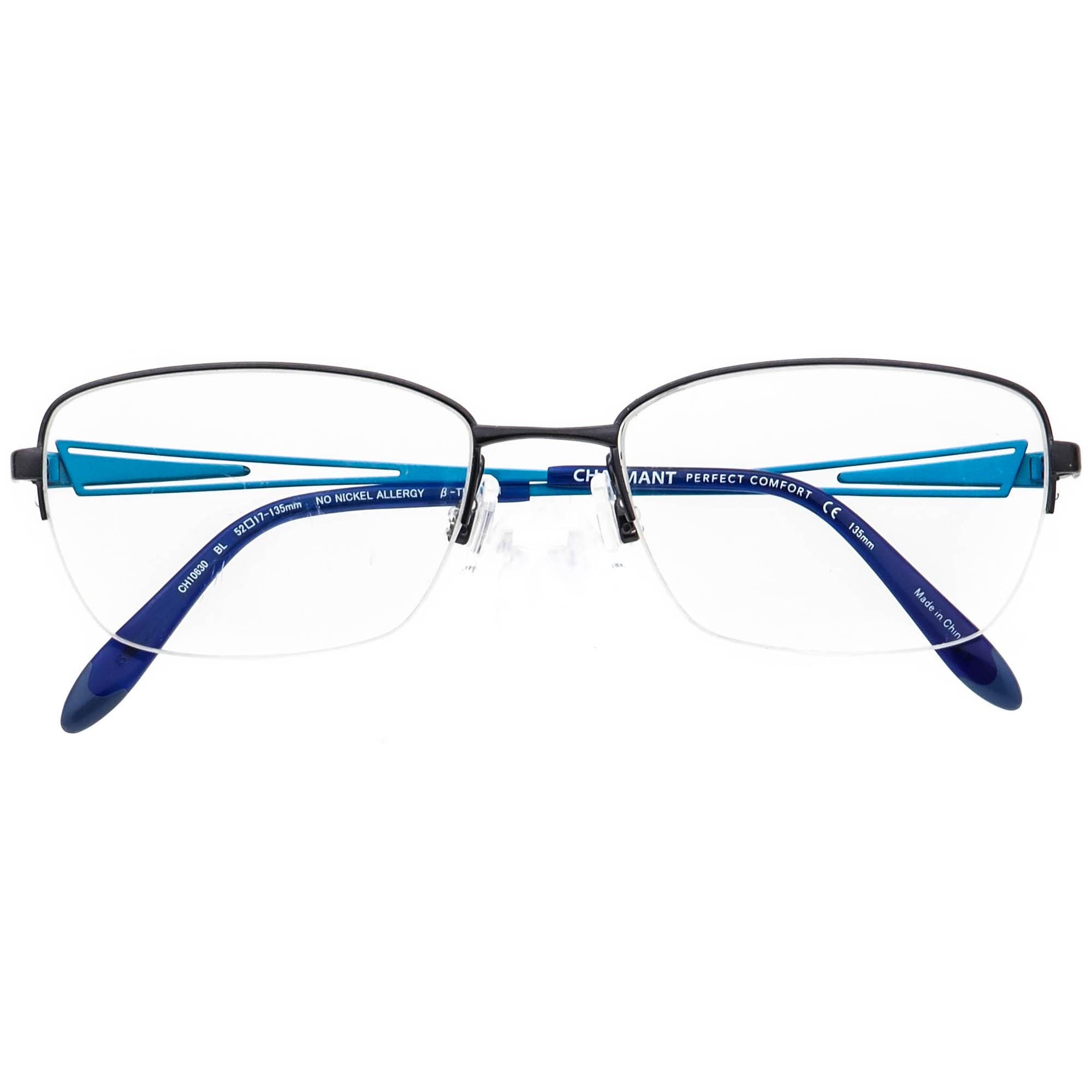 Charmant Eyeglasses CH10630 BL Perfect Comfort Blue Half Rim Frame 52[]17 135 Charmant CH10630 BL Blue Womens Rectangle Half Rim  main image 3