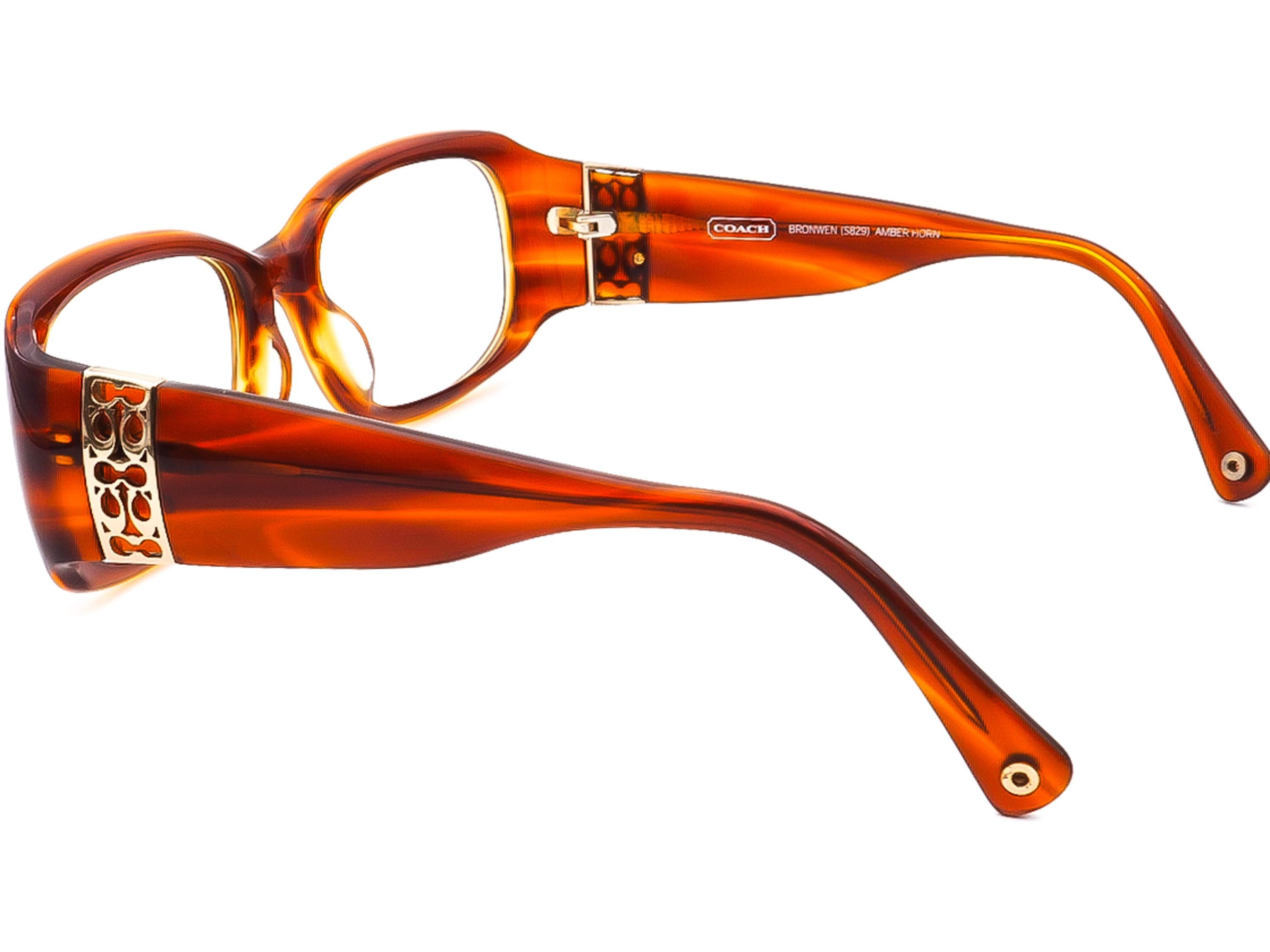 Women’s Coach Tortoise Sunglasses with Silver Accents S829 Bronwen Amber Horn Coach Sunglasses FRAME ONLY Bronwen S829 Amber Horn Brown  main image 4