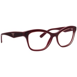 Prada Women&#39;s Eyeglasses VPR 29R UAN-1O1 Polished Dark Bordeaux Butterfly Frame Italy 54[]17 140