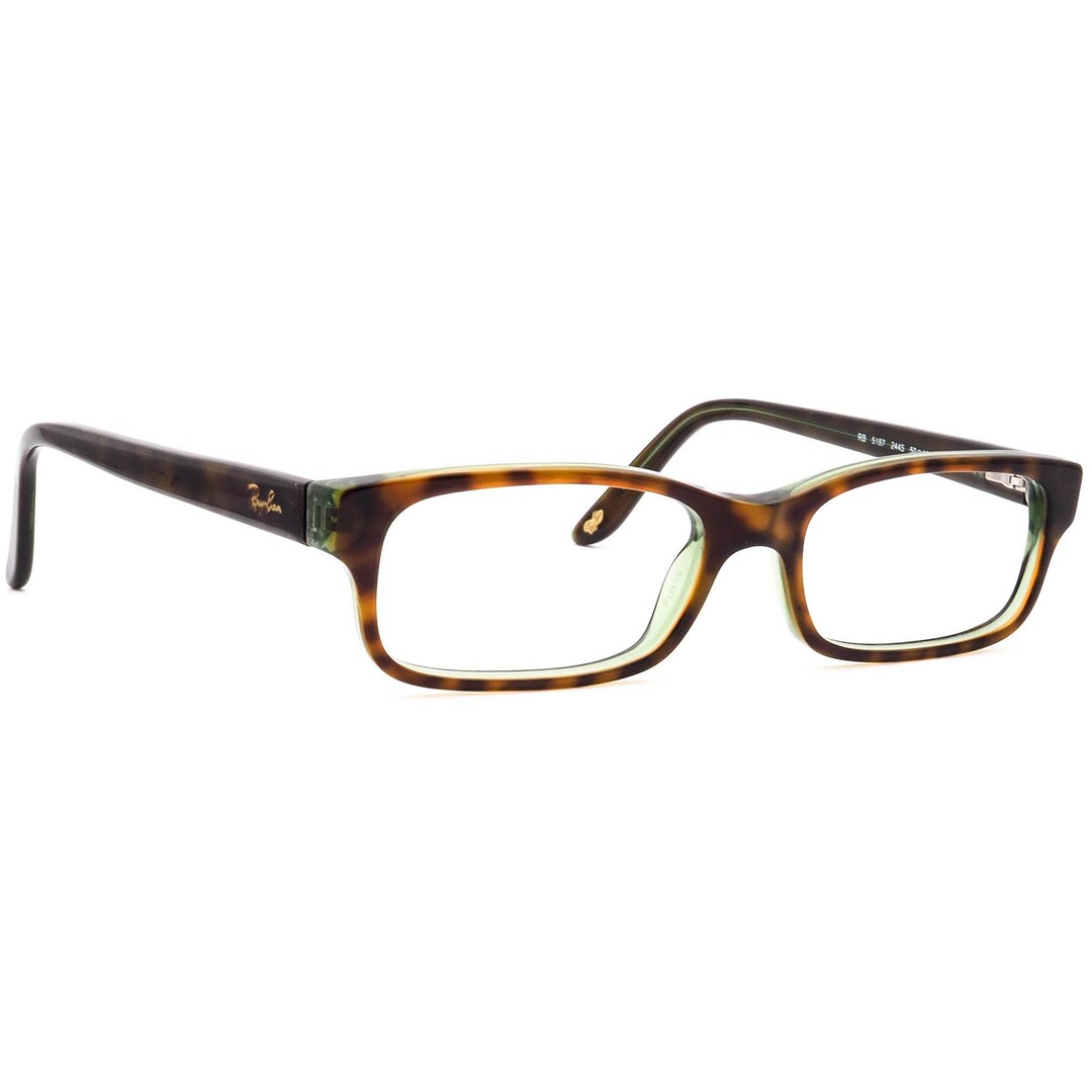 Ray-Ban Women\'s Havana on Green Rectangular Shaped Eyeglasses RB 5187 2445 Ray-Ban Eyeglasses RB 5187 2445 Havana on Green Rectangular  main image 2