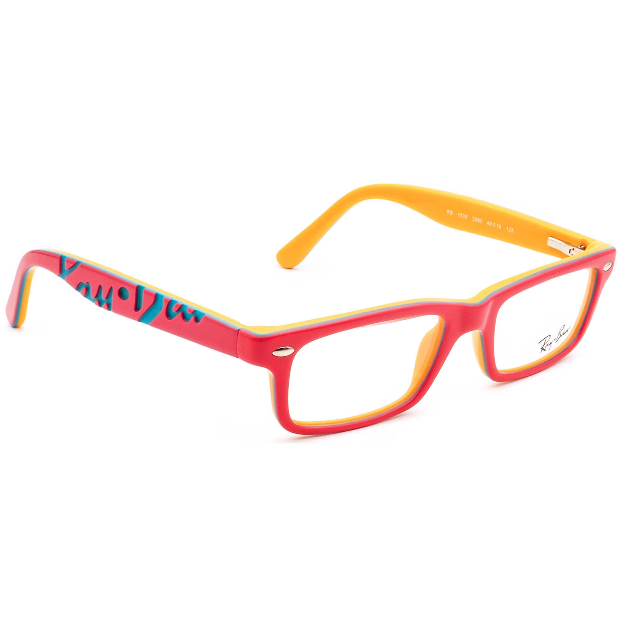 Ray-Ban Kids' Eyeglasses RB 1535 3599 Pink on Orange Rectangular Frame 46[]16 125