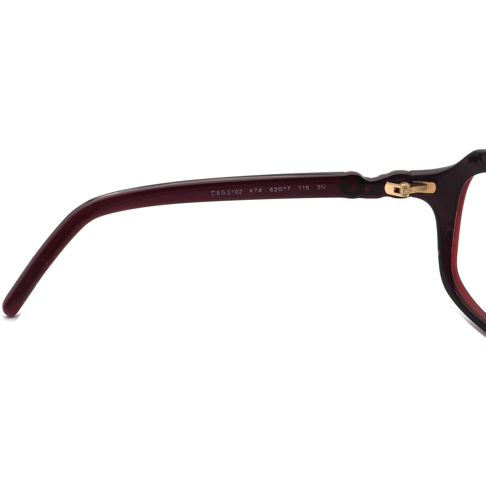 Dolce Gabbana♪SALE♪CZ0274 Dolce Gabbana Sunglasses Frame Only D&G 2192 K74 Burgundy