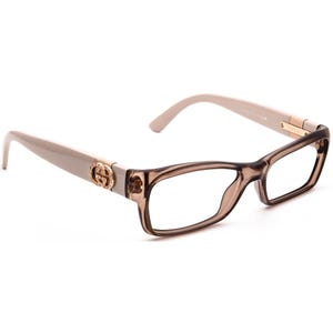 Gucci Eyeglasses GG 3773/u Q7O Transparent Brown/Mauve Blush Rectangular Frame Italy 51[]15 140
