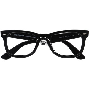 May include: Black Wayfarer style eyeglasses with a clear lens and the text "WAYFARER&reg; Hand Made in Italy" and "RB2140 901 50022 3N" printed on the frame.