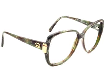 Gucci Vintage Sunglasses Frame Only GG 2118/S 64M Green Marble Square Italy 59mm