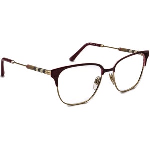 Burberry Eyeglasses B 1313 Q 1238 Burgundy gold Browline Frame Italy 5316 140 Etsy
