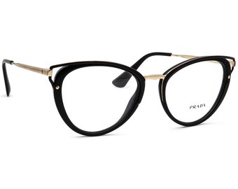 Occhiali da vista Prada da donna VPR 53U 1AB-1O1 montatura Cat Eye nero lucido/oro Italia 52[]19 145