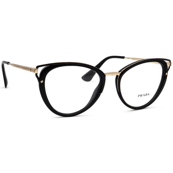 Prada Women s Eyeglasses VPR 53U 1AB 1O1 Polished Black gold Cat Eye Frame Italy 5219 145 Etsy UK