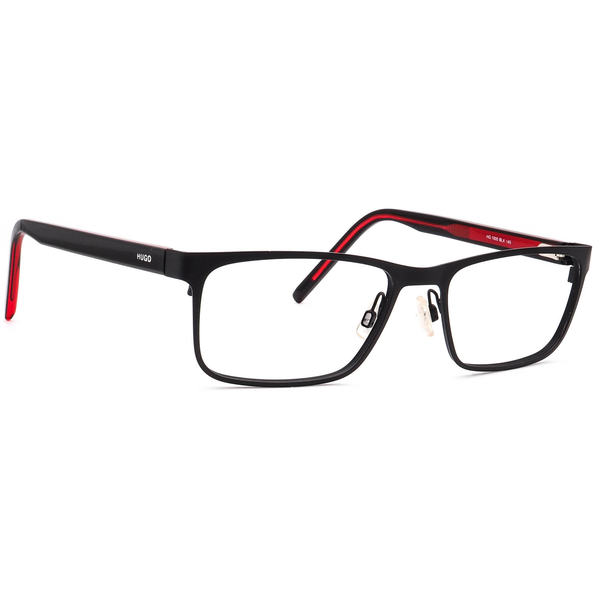 Hugo Boss Eyeglasses HG 1005 BLX Matte Black red Square Frame 5518 145 Etsy Canada