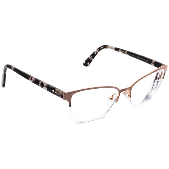 Prada Eyeglasses VPR61X YEP 1O1 Rose Gold gray Tortoise Half Rim