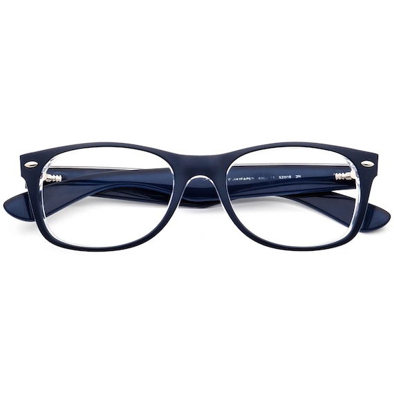 Gafas de sol Ray Ban solo con montura RB 2132 de segunda mano Wayfarer 6053 71 azul mate sobre transparente cuadrada Italia 52 mm Etsy Espana